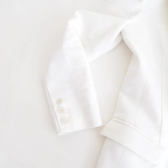 Smythe Les Vest White 33% Linen Single Button Closure Fitted Blazer 4 - Picture 9 of 13